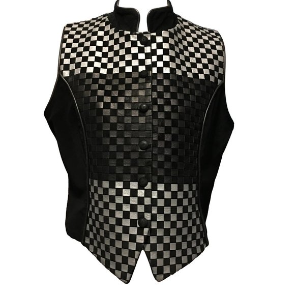 Holly Merritt Vintage Leather Woven Vest - Picture 1 of 6